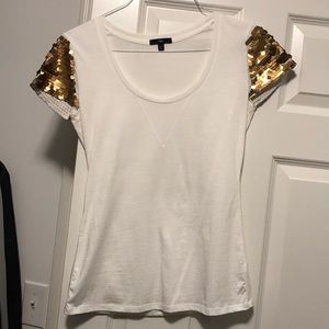 GAP T-Shirt with Gold Sequin Sleeves